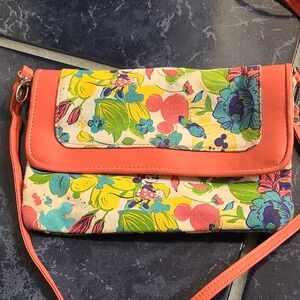 Vibrant Floral Clutch with Coral Trim